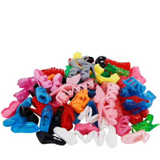 10 Pairs Doll Shoes Fashion Cute Colorful Different Styles Assorted High Heels Clothes for Barbie Doll Accessories Baby DIY Toy