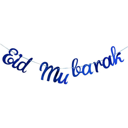 EID Mubarak Banner Glitter Star Moon Letter Paper Bunting Garland Islamic Muslim Party Ramadan Kareem Decorations for Home 2024