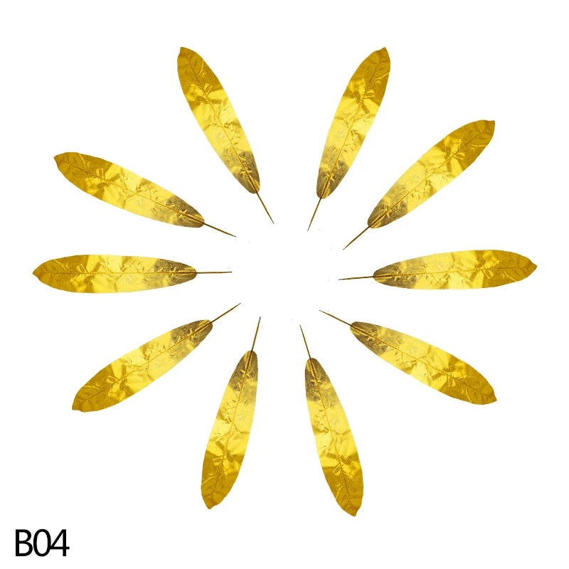 5 Golden Home Garden Fake Leaves Decor Silk Artificial Plant Tropical Palm Tree Leaves Wedding Event Party Decorations Supplies