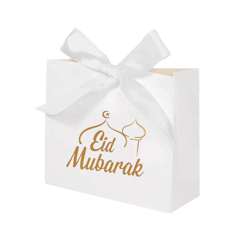 5/10Pcs Eid Mubarak Candy Gift Boxes Ramadan Kareem Cookie Snack Packaging Box Bag 2024 Muslim Islamic Party Decoration Supplies