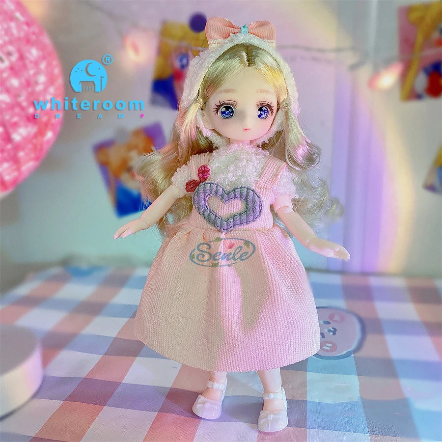 23cm BJD Doll Girl Body Toy 15 Joint Movable  Kawaii Doll With Fashion Clothes Soft Hair Dress Up Girls Toys Birthday Gift Doll