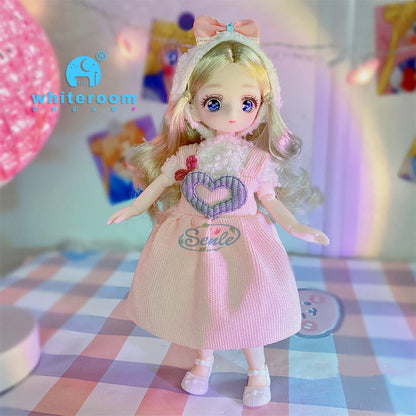 23cm BJD Doll Girl Body Toy 15 Joint Movable  Kawaii Doll With Fashion Clothes Soft Hair Dress Up Girls Toys Birthday Gift Doll