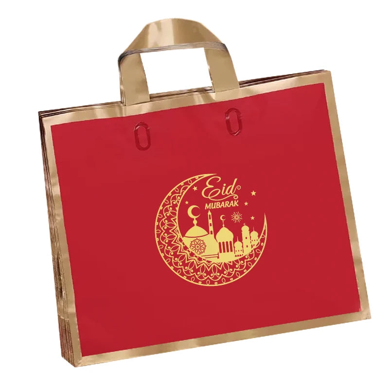 5PCS Eid Mubarak Gift Bags Package Bag Ramadan Kareem Decoration 2023 Islamic Muslim Eid Plastic Bags With Handle for Business
