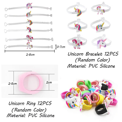 Unicorn Party Supplies Pinata Birthday Party Favors Kids Unicorn Necklace Bracelet Ring Hairpin Keychain Christmas Gifts
