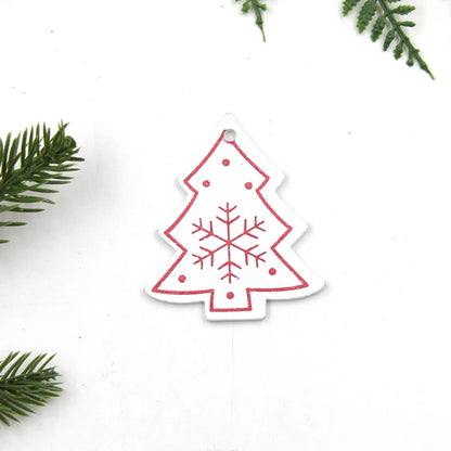 12pcs/Lot DIY White&Red Christmas Printed Wooden Pendants Ornaments for Kids Christmas Gifts Xmas Tree Ornaments Decorations