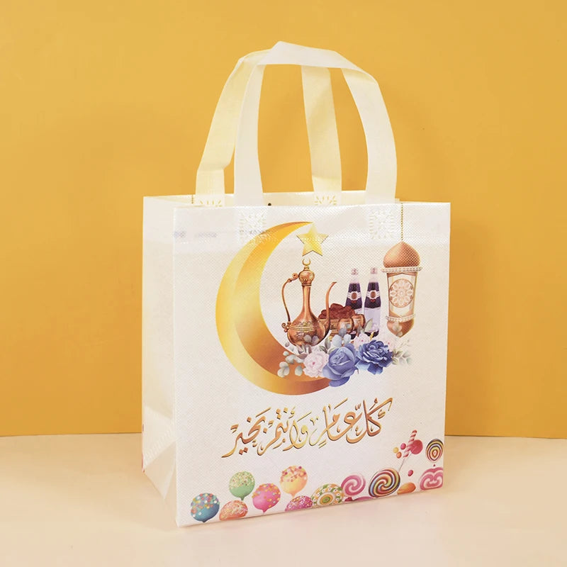1/4Pcs Ramadan Kareem Gift Bags Nonwoven Candy Cookie Snack Packaging Bag Box Eid Mubarak Muslim Islamic Festival Party Supplies