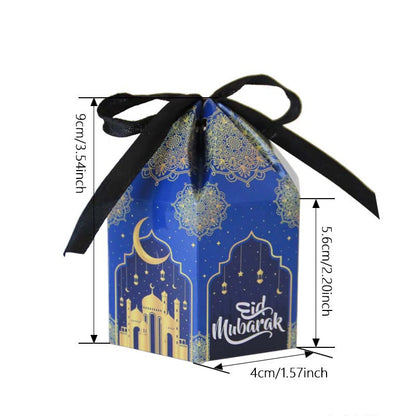 10Pcs Eid Mubarak Candy Box Cookie Snack  Gift Packaging Boxes Bag 2024 Ramadan Kareem Muslim Festival Party Decoration Supplies