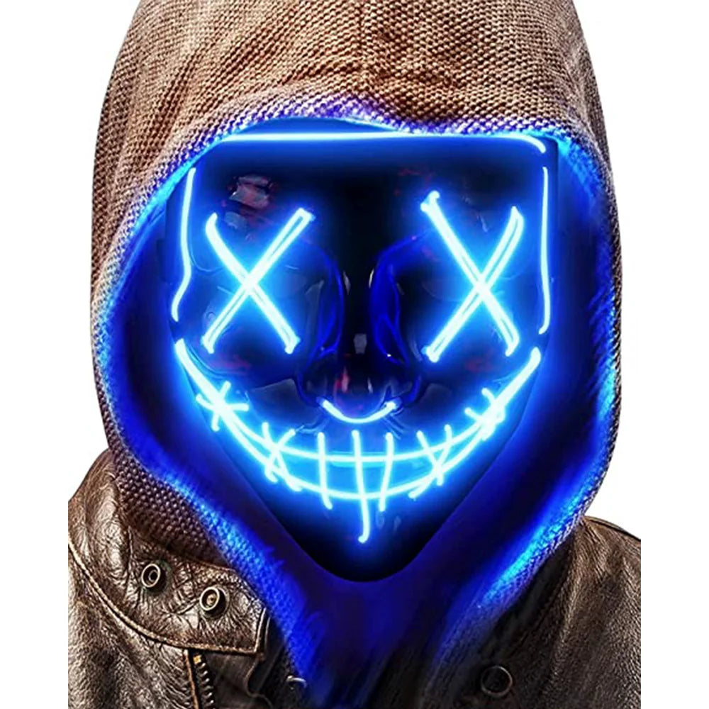 Light Up Mask LED Mask Scary Halloween Mask Glow Neon Festival Mask Costume Mask With Lighting Modes El Wire for Men Women Kids
