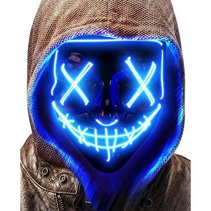 Light Up Mask LED Mask Scary Halloween Mask Glow Neon Festival Mask Costume Mask With Lighting Modes El Wire for Men Women Kids