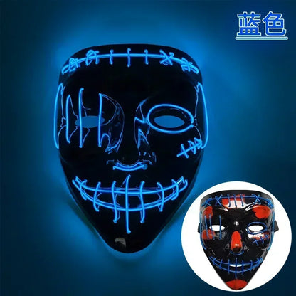 Wireless Halloween Neon LED Purge Mask Masque Masquerade Party Masks Light Grow in the Dark Horror Mask Glowing Masker