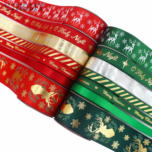 Christmas Ribbons for Christmas Craft Sewing Gift Wrapping Supplies Merry Christmas Grosgrain Ribbons for Hair Bows Making