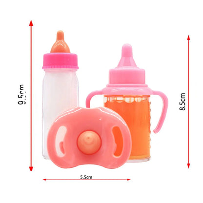 Large Size Baby Doll Feeding Bottle Set Baby Care Toy Stroller 2pcs Milk and Juice Bottles With Toy Pacifier for Baby Dolls