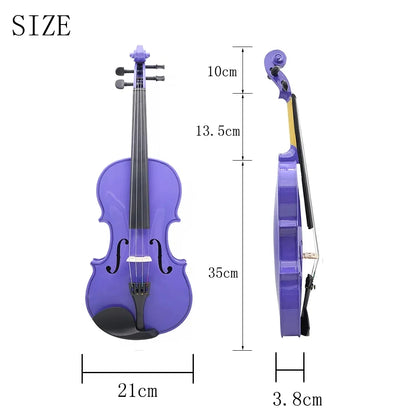 Purple 4/4 Violin Beginners Professionals Acoustic Violin Stringed Instrument Fiddle Set With Case Bow Accessories