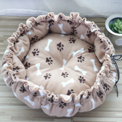 Round Dog Cat Bed Basket Warm Plush Cats Cushion Pet Bag Mat Winter House Soft Nest Puppy Sleeping Sofa for Small Dogs Cat