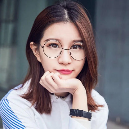 2019 New Fashion Simple Unisex Round Plain Glasses for Men Women Metal Frame Glasses for Wedding Party