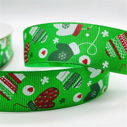 5yards/Lot 25MM Christmas Ribbon Printing Christmas Peripheral Ribbon for Bow Christmas Decoration DIY Gift Wrapping
