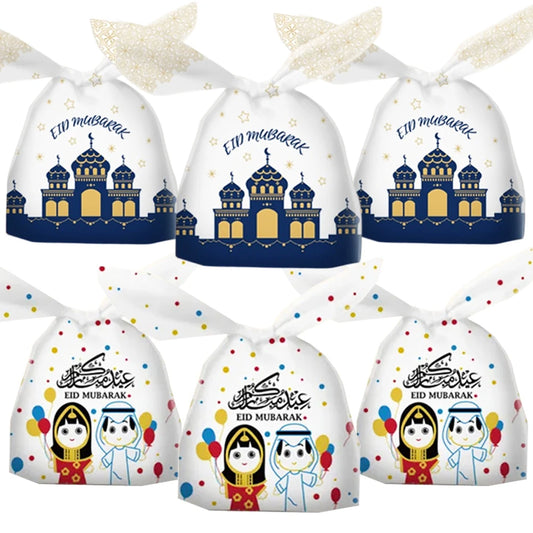 50Pcs Eid Mubarak Gift Bags Eid Mubarak Candy Cookie Bags Pouch Eid Mubarak Decoration 2024 Plastic Eid Gift Packaging Supplies
