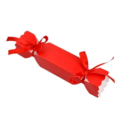 10pcs Candy Box for Christmas With Ribbons DIY Sweets Chocolate Cookies Decoration Party Gift Xmas Wedding Paper Packaging Boxes