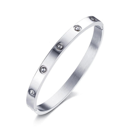 Cubic Zirconia Bangle Bracelet,18K Gold Plated Cuffs, Stainless Steel Jewelry Best Gifts for Valentine's Day Birthdays Gift