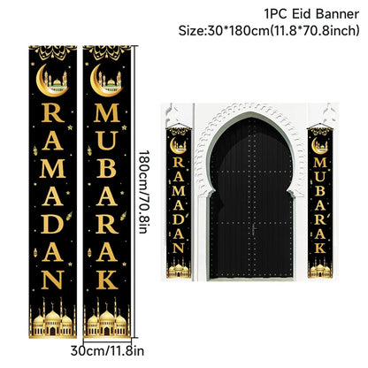 Eid Mubarak Door Banner Ramadan Decoration 2024 for Home Mubarak Ramadan Kareem Islamic Muslim Party Decor  Eid Al Adha Gifts