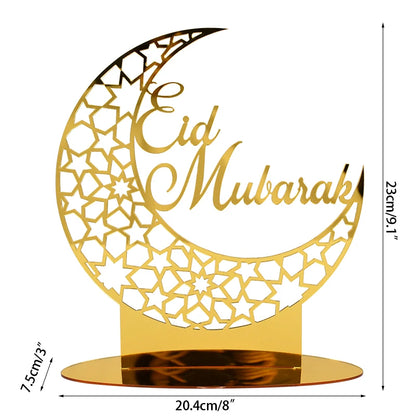 Hollow Out Ramadan Moon Acrylic Table Ornament Eid Mubarak DIY Decoration for Home Kareem Eid Gift Islamic Muslim Party Supplies