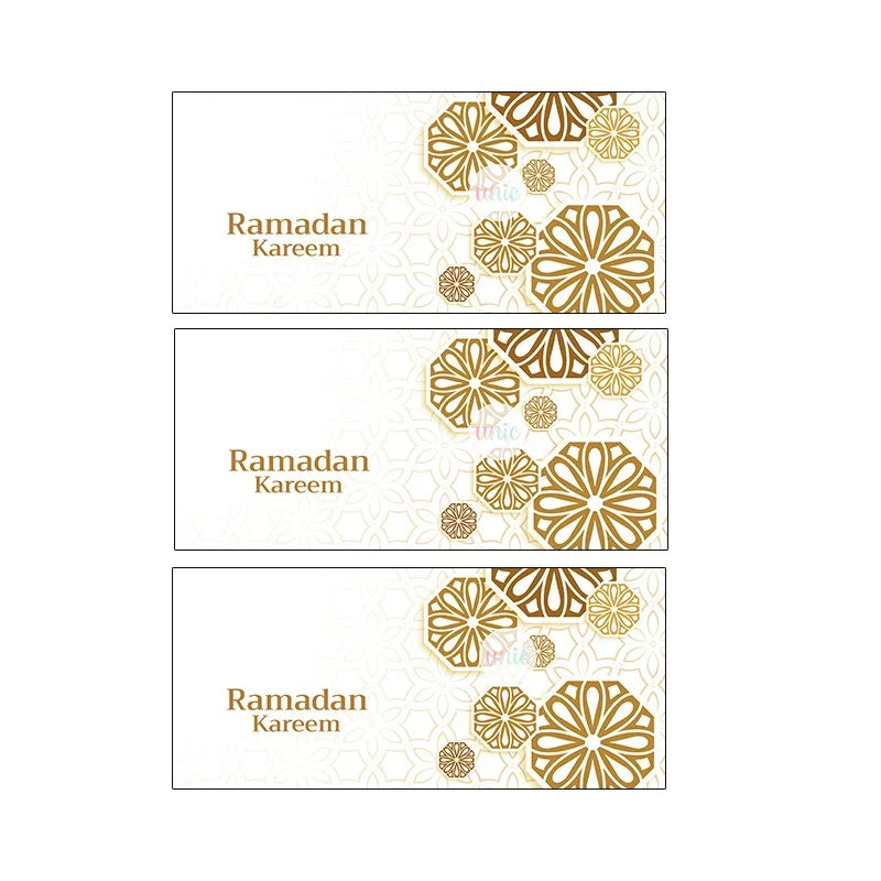 24pcs 4*9cm Eid Mubarak /Ramadan Kareem Sealing Labels Decor Ramadan Mubarak Packaging Stickers Muslim Islamic Festival Decor