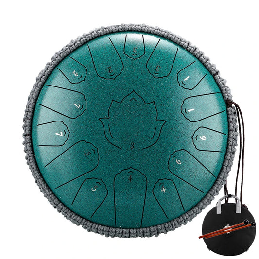 Hluru Glucophone Steel Tongue Drum 13 Inch 15 Notes Tone Key C Ethereal Drum Handpan Percussion Musical Instrument