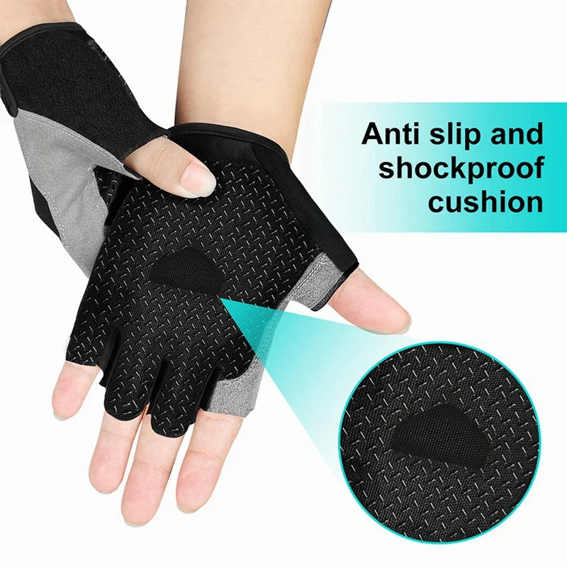 Breathable Fitness Gloves Gym Weightlifting Thin Non-Slip Half Finger Cycling Gloves Equipment Yoga Bodybuilding Training Sports