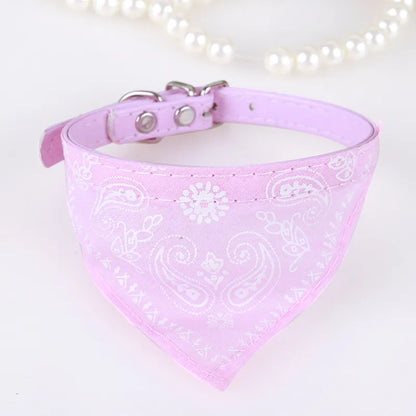 Adjustable Dog Bandana Leather Printed Soft Collar for Dog Pet Supplies Cat Scarf Collar for Chihuahua Puppy Pet Neckerchief