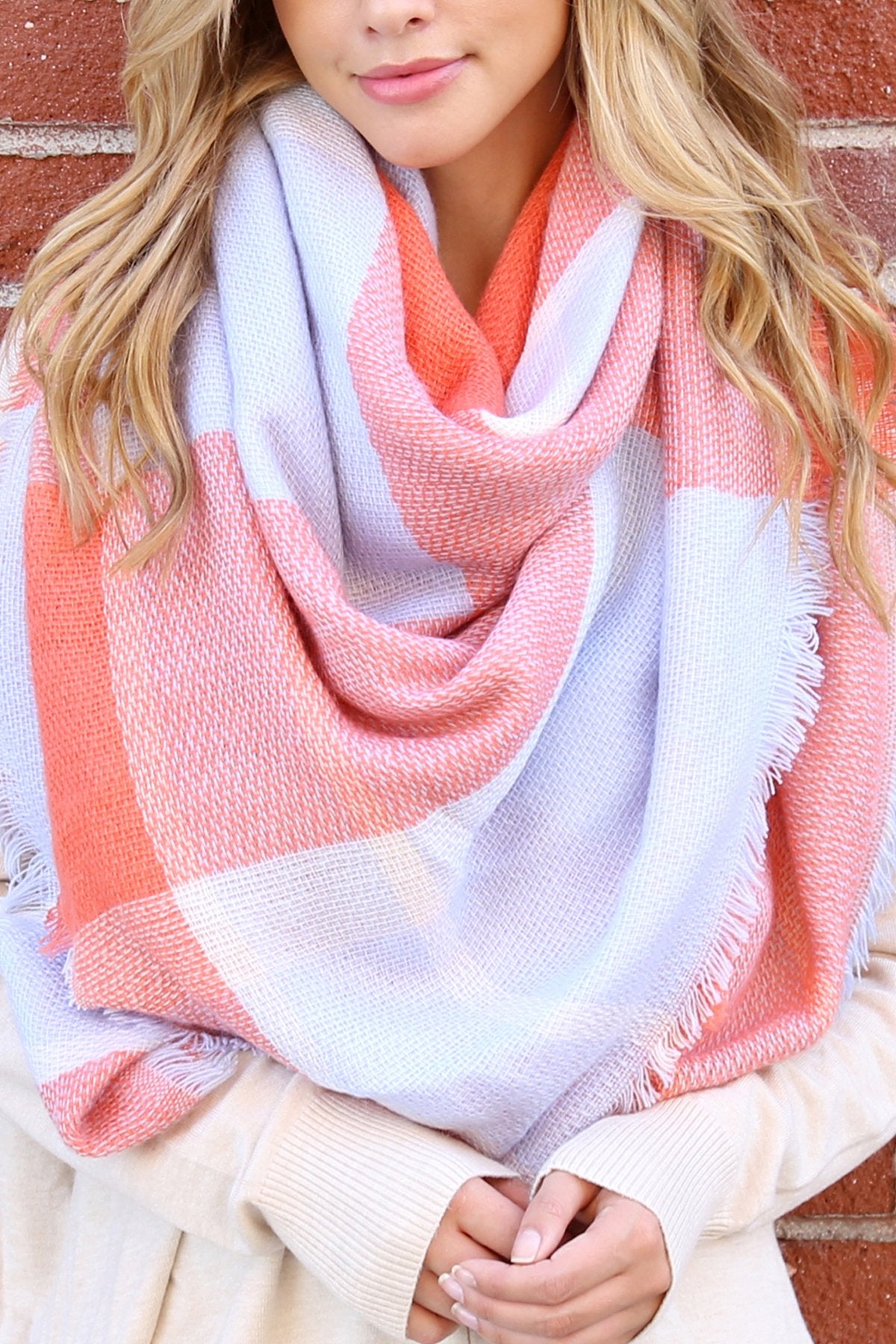 Orange Blanket Fringed Scarf