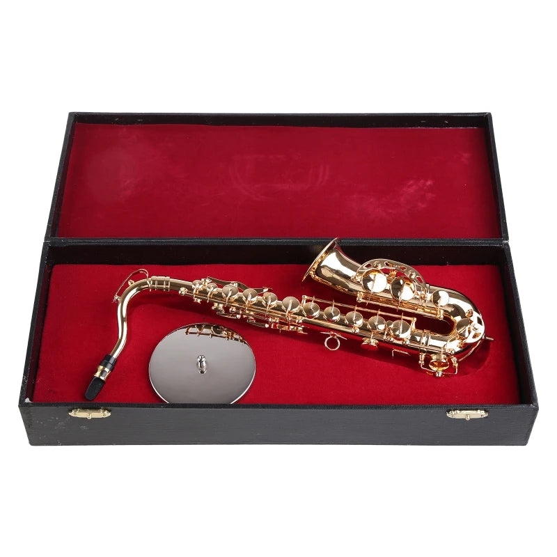 Copper Miniature Saxophone With Base Miniature Dollhouse Model Mini Alto Saxophone Tenor Saxophone Home Decoration