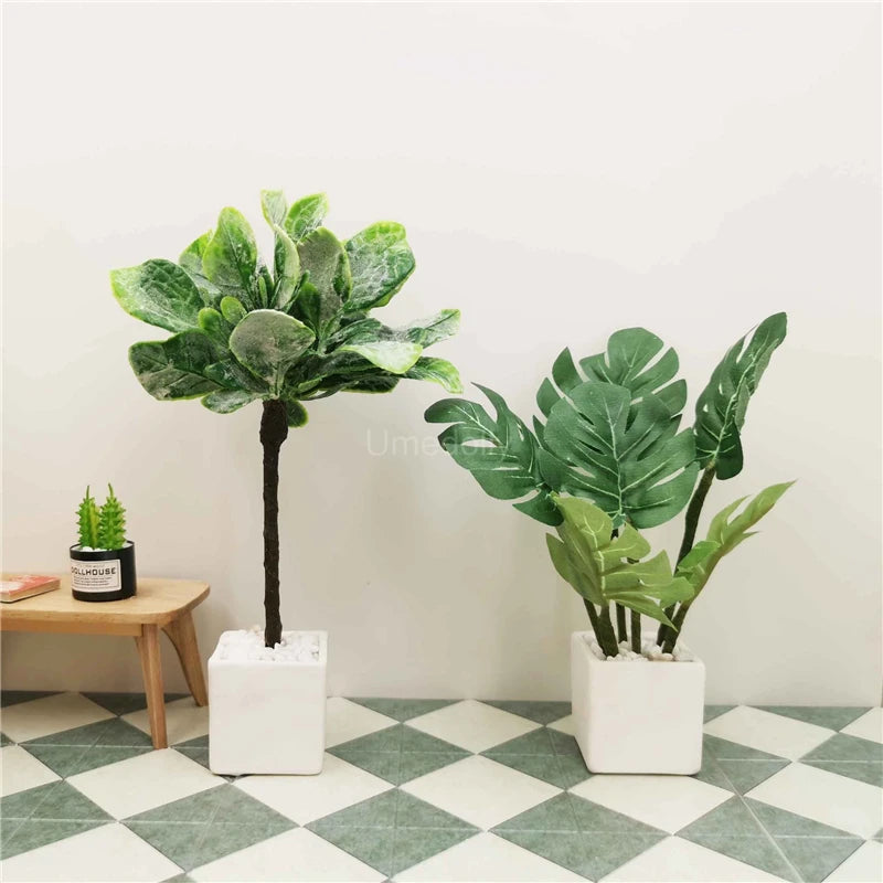 1/6 Scale Miniature Dollhouse Plant Simulation Monstera Deliciosa Liebm Model Mini Decoration for Blyth BJD Doll Accessories Toy