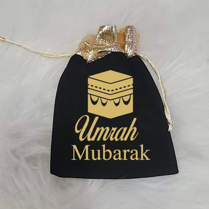 5pcs Gold Black Kaaba Arabic Umrah Mubarak Bags Muslim Islamic Ramadan Kareem Iftar Eid Al-Fitr Decoration Keepsake Gift Present