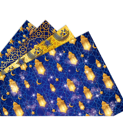 MorSun 12pcs Moon Mosque Patterns Eid Mubarak Gift Wrapping Paper in 4 Designs for for Islam Baby Shower Celebration Party