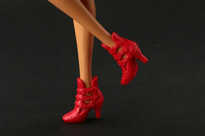 10 Pair / Lot  Doll Red Shoes Fashion Cute Heels  Shoes for Barbie Doll High Quality Baby Toy