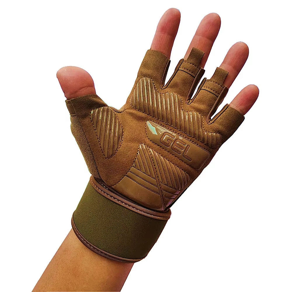 Half Finger Bodybuilding Gym Gloves Weightlifting Dumbbell Training Anti-Slip Fitness Gloves Crossfit Workout Exercise for Man