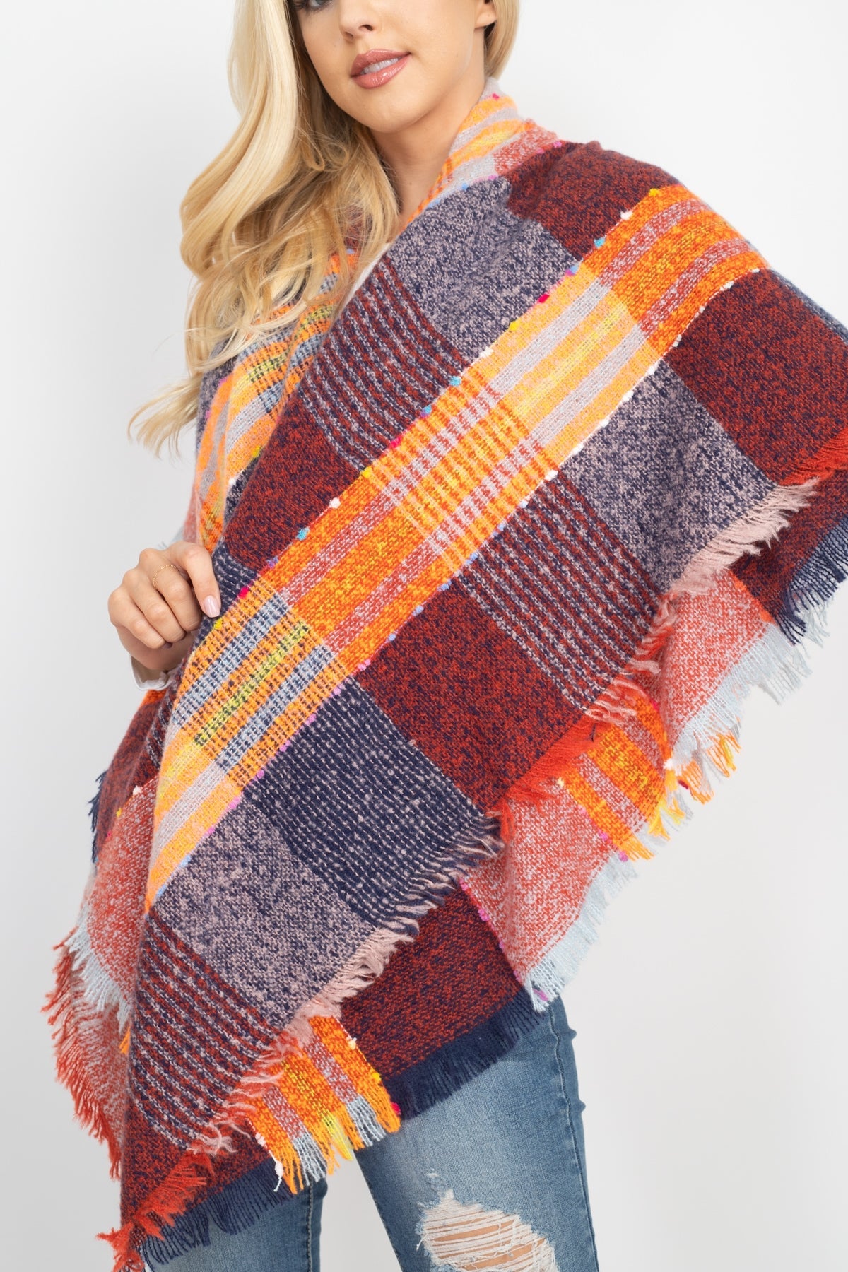 Multi Color Blanket Fringed Scarf