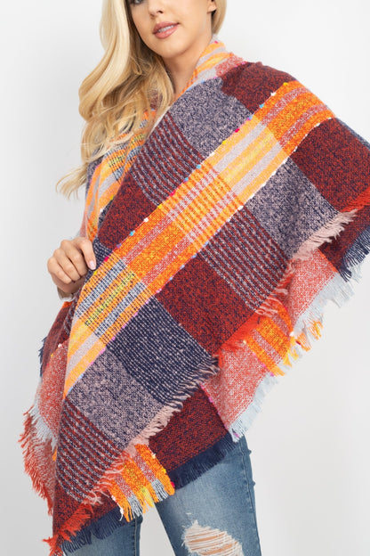Multi Color Blanket Fringed Scarf