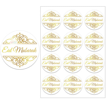 Eid Al-Fitr Eid Mubarak Packaging Sealing Sticker Candy Bag Gift Box Labels for Kids Birthday Party Eid Al-Fitr Decor Supplies