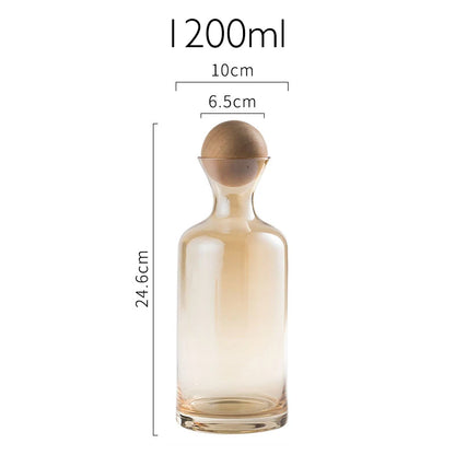 JINYOUJIA-Nordic Glass Carafe Water Pitcher With Wood Lid, Kettle, Drinking Cup, Tea Pot, Juice Jug, Household Drinkware