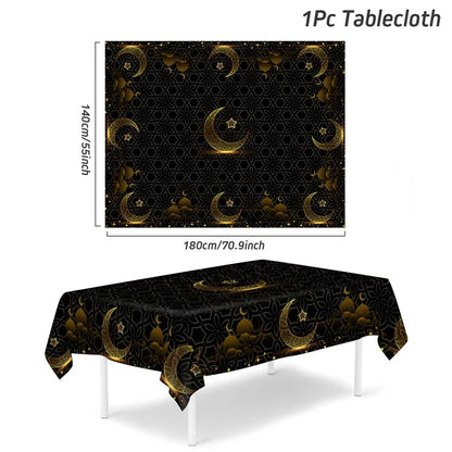 Eid Mubarak Tablecloths Ramadan Decoration for Home 2024 Islamic Muslim Party Decor Ramadan Tableware Supplies Eid Al Adha Gift