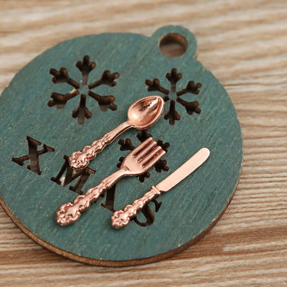 12PCS Gold Silver 1:12 Scale Simulation Toy Dollhouse Furniture Mini Cutlery Doll Accessory Fork Knife Spoon Miniature Cookware
