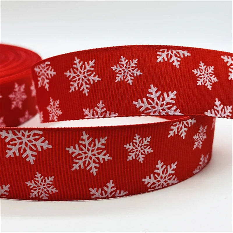 5yards/Lot 25MM Christmas Ribbon Printing Christmas Peripheral Ribbon for Bow Christmas Decoration DIY Gift Wrapping