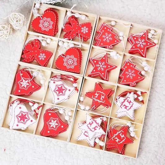 12pcs/Set Wooden Christmas Tree Toys Christmas Ornaments Christmas Decoration Party Home Wedding New Year 2022 Noel Navidad