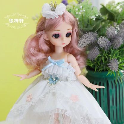 New 30cm BJD Doll Toy for Girls Children Retro Classic Wedding Dress Lolita Noble Rabbit Girl Holiday Birthday Gift Long Hair