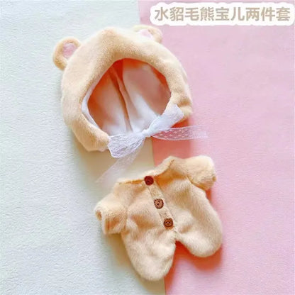 20cm Doll Clothes Outfit Hoodies Skirt Stuffed Dolls Dress Up Doll Accessories Outfit Change Dress Game Playing House Gift Toys