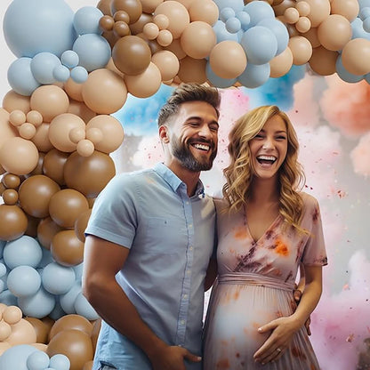 115pcs Baby Blue Balloons Garland Birthday Party Decor Balloon Arch Kit Skin Khaki Globos Baby Shower Gender Reveal Decoration