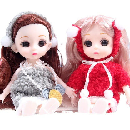 17cm Mini Bjd Doll for Girls 3 to 12 Year Old Wedding Dolls 1/12 With Hair and Clothes Full Set Christmas Gifts Toys for Kids