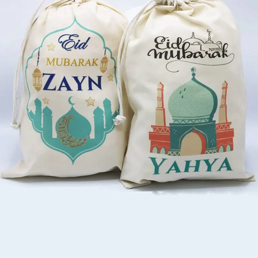Personalised Custom Eid Sack Children Gift Bag Eid Al-Fitr Muslim Islamic Kareem Ramadan Mubarak Decoration Kid Boy Girl Present