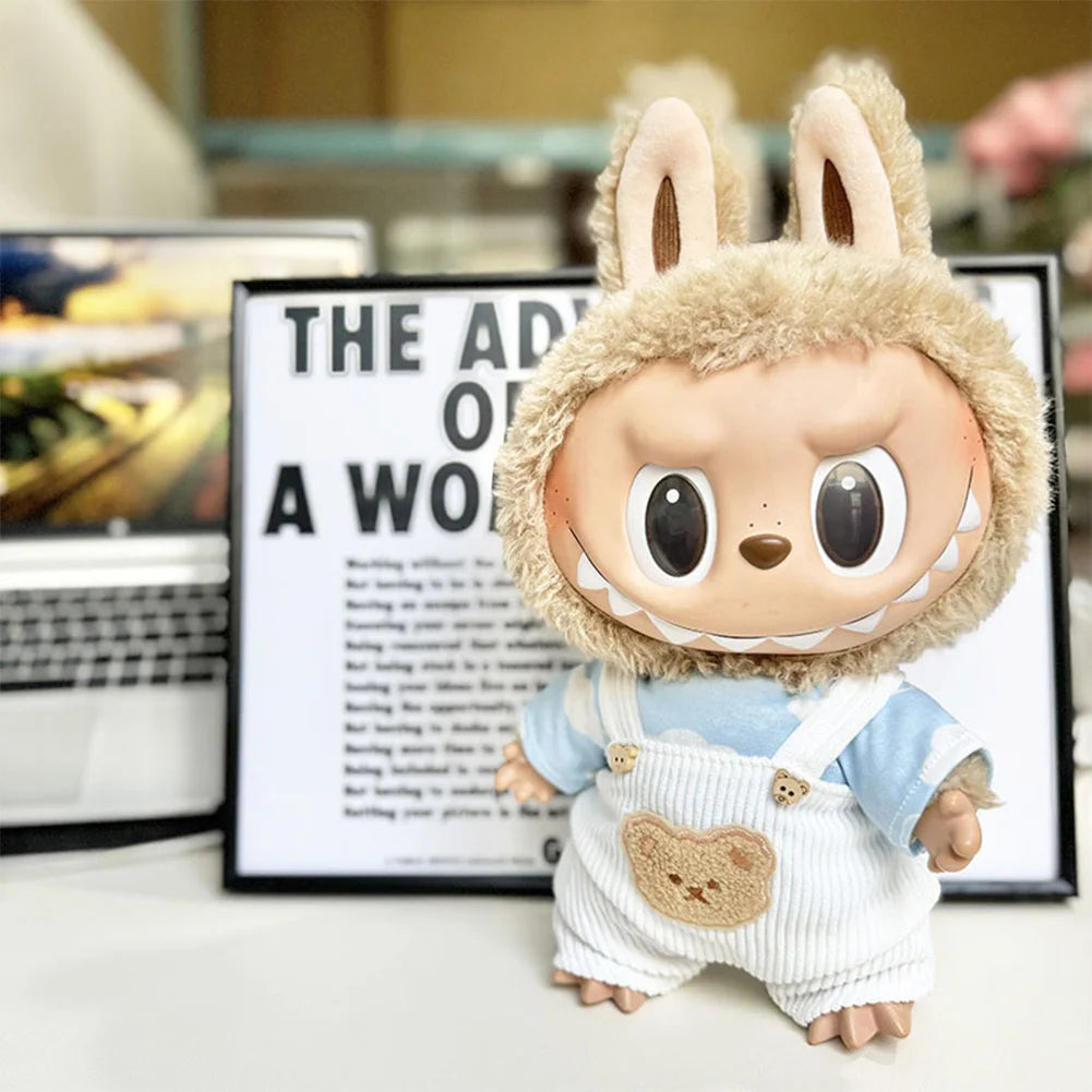 38cm Mini Doll'S Clothes Outfit Accessories for Korea Kpop Exo Labubu Idol V1 V2 Cloud Shirt White Strap Set Clothing
